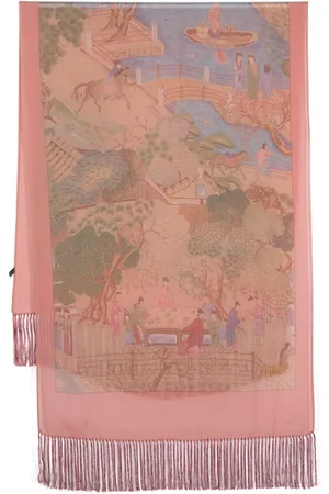 Gianfranco Ferré Motif-print fringed silk scarf