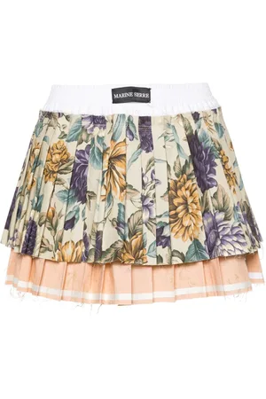 Marine Serre Upcycled pleated mini skirt