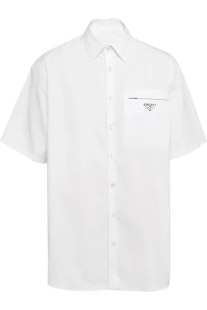 Prada Short-sleeve triangle-logo cotton shirt