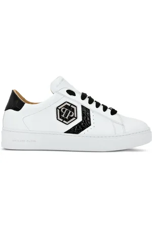 Philipp Plein Logo-patch panelled leather sneakers