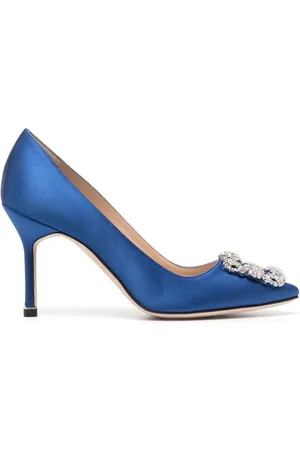 Manolo Blahnik 90mm Hangisi embellished satin pumps