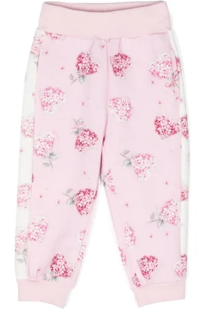 MONNALISA Floral-print cotton track pants