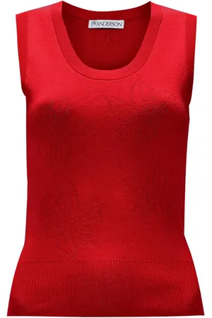 J.W.Anderson Floral-jacquard fine-knit tank top