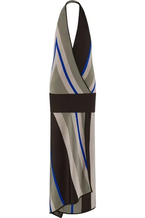 Salvatore Ferragamo Striped asymmetric knitted dress