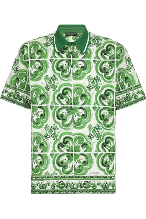 Dolce & Gabbana Majolica-print cotton polo shirt
