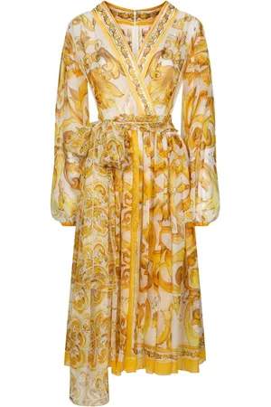 Dolce & Gabbana Majolica silk wrap midi dress