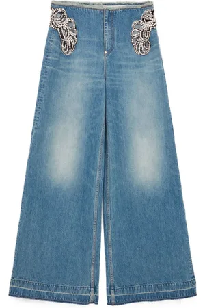 Stella McCartney Crystal-embellished wide-leg jeans