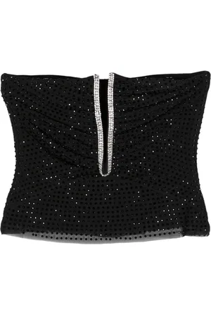 Self-Portrait Rhinestone-embellished strapless top