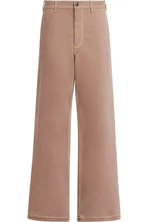 Marni Contrast-stitching wide-leg trousers
