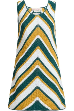 Marni Striped knitted cotton mini dress