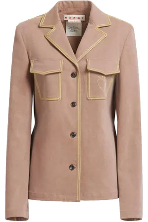 Marni Contrast-stitching logo-embroidered blazer