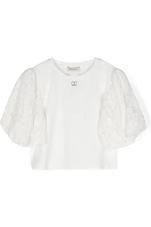 Twin-Set Lace-sleeves jersey blouse