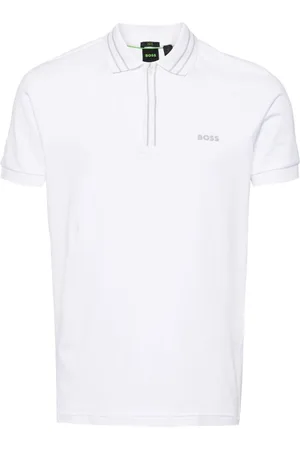 HUGO BOSS Logo-print striped-trim polo shirt