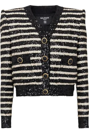 Balmain Striped sequinned jacket