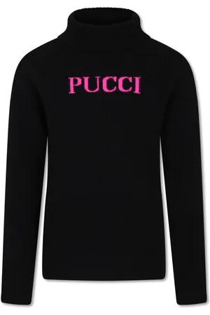 PUCCI Junior Intarsia knit-logo roll-neck jumper