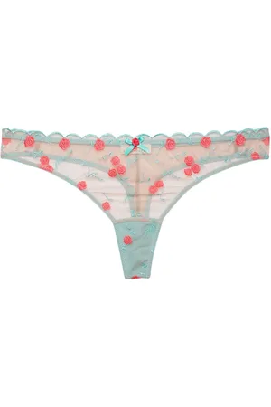 FLEUR DU MAL Rose and Vine embroidered thong