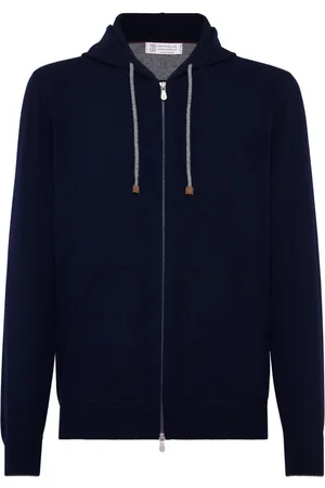 Brunello Cucinelli Drawstring zipped cashmere hoodie