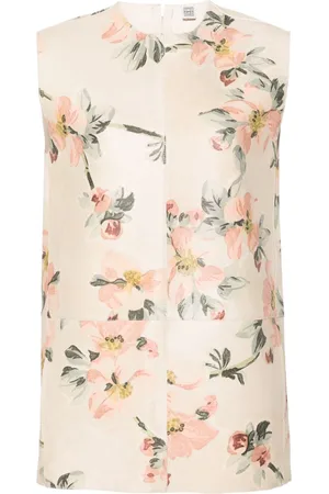 Totême Vada floral-print leather top