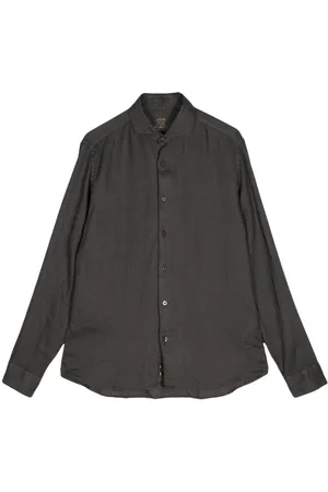 ALTEA Cutaway-collar linen shirt