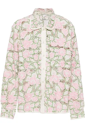 BODE Floral-embroidered lace shirt
