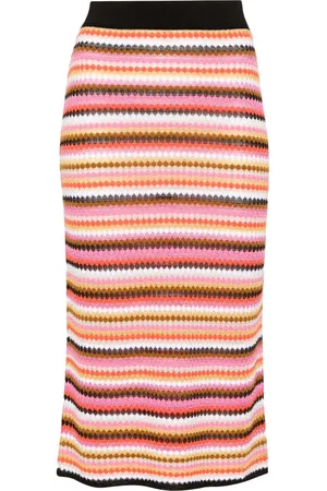Missoni Striped ribbed-knit midi skirt