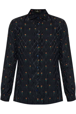 Etro Floral diamond grid shirt