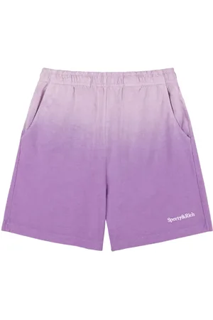 Sporty & Rich Gradient-effect cotton track shorts