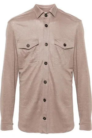 Cruciani Slub-texture linen shirt