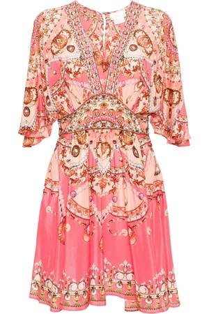 Camilla Shell Games mosaic-print silk minidress
