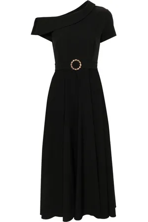 NISSA One-shoulder belted midi dress
