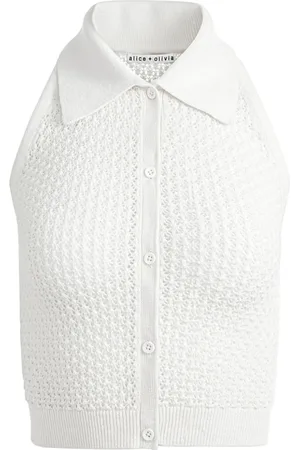 ALICE+OLIVIA Spread-collar crochet top