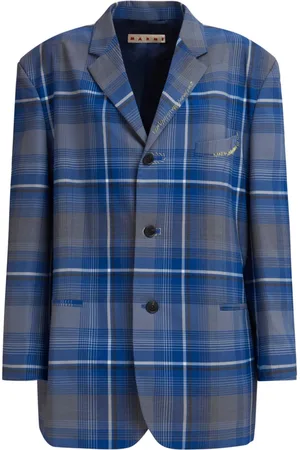Marni Logo-embroidered checked blazer