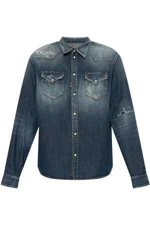 Dsquared2 Long-sleeve ripped-detail denim shirt