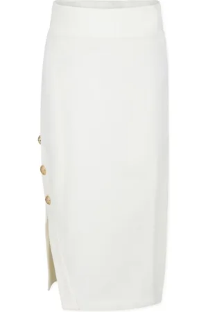 Balmain Side-slit cotton maxi skirt