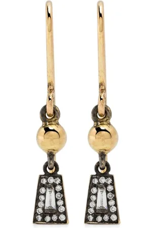 LEANDRA BAGS 18kt yellow Taper and Ball diamond dangle earrings