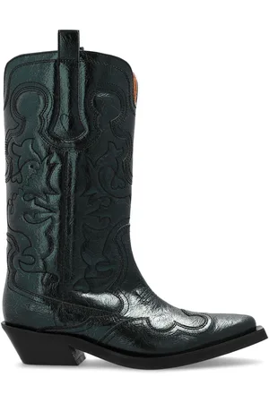 Ganni Topstitch-detail cowboy boots