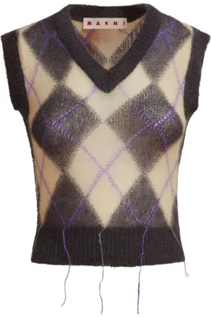 Marni Check-print knitted vest