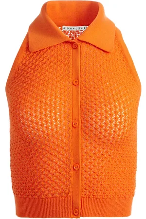 ALICE+OLIVIA Miles spread-collar crochet top