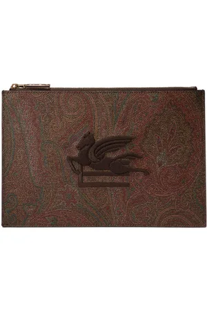 Etro Logo embroidered clutch bag