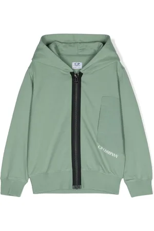 C.P. Company Logo-print zip-up hoodie