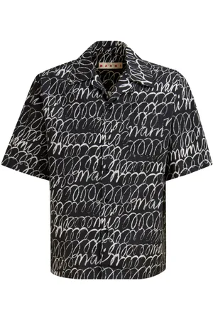 Marni Scribble-print short-sleeve cotton shirt