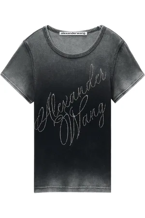 Alexander Wang Hotfix Cursive-logo cotton T-shirt
