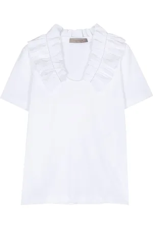 D.EXTERIOR Ruffled-collar jersey T-shirt