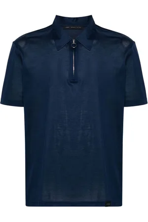 LOW BRAND Zip-up piqué polo shirt
