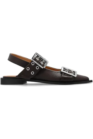 Ganni Buckled leather pumps