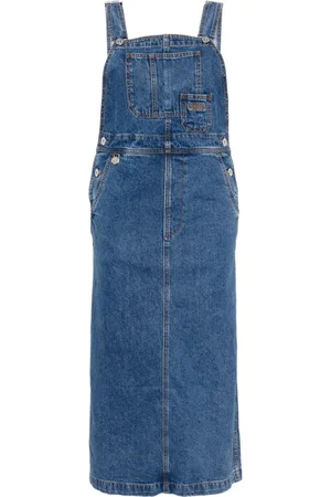 Chocoolate Logo-embroidered cotton dungaree dress
