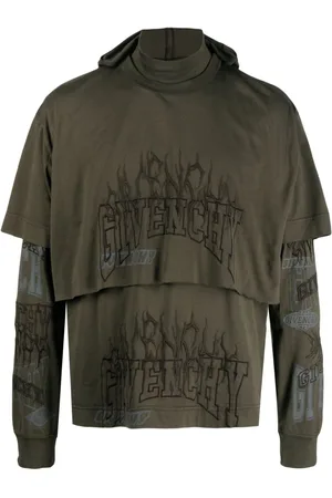 Givenchy Logo-embroidered layered cotton hoodie
