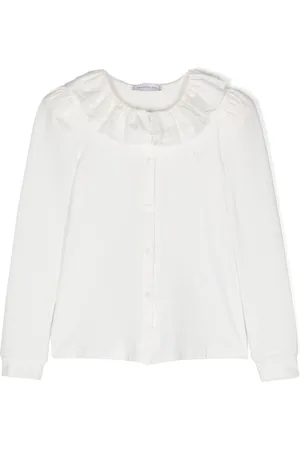 MONNALISA Rhinestone-monogram cotton blouse
