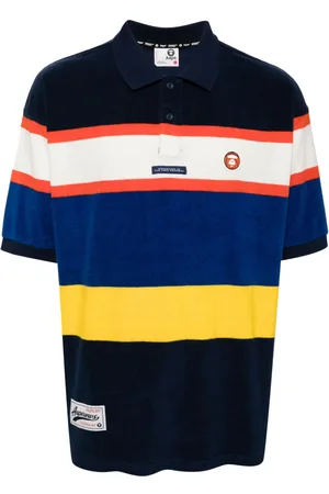 A Bathing Ape Logo-patch striped polo shirt
