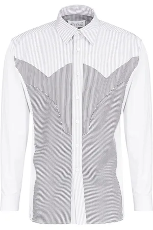 Maison Margiela Panelled striped cotton shirt